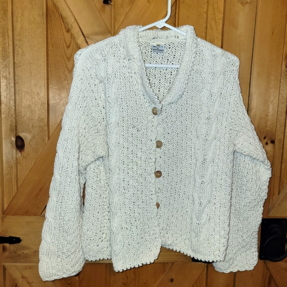 Handknits by eastwinds button down cardigan size womens m/L cream color